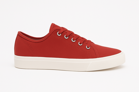 Chaussures en coton respirant rouge – Confort et simplicité